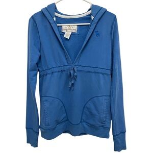 Vintage Y2K Abercrombie & fitch blue hooded babydoll long sleeve top